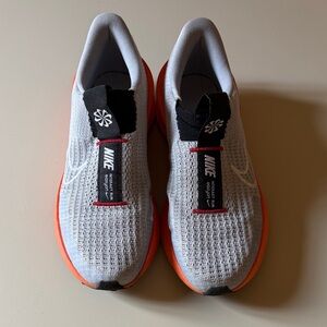 Nike White and Orange Slip-On Knit Running Shoes